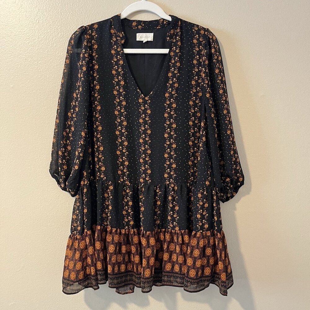 Women’s Blouse Dark Floral Romantic Fairy Whimsigoth Top Peasant Boho Cottage‎ M